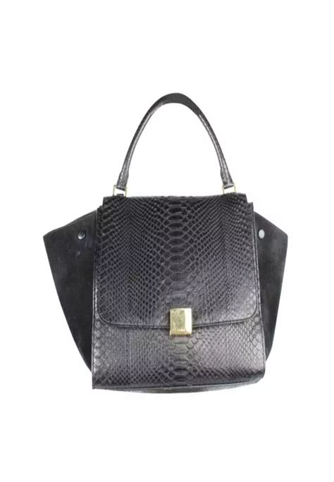 celine trapeze black python|Celine Python Trapeze Large .